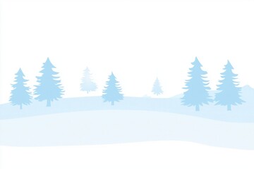 Fototapeta premium Winter Landscape Gradient: A snowy landscape with a sky transitioning from crisp white to pale blue, accented by snow-covered trees