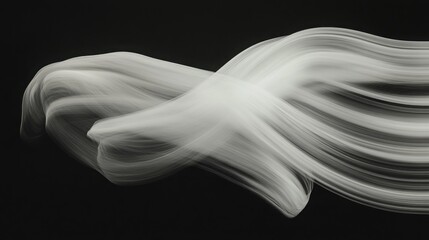 Fototapeta premium Abstract waveforms in white color on black background, long exposure effect