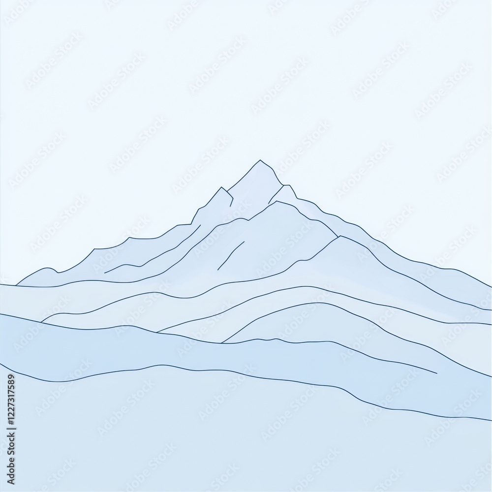 Poster majestic mountain silhouette with soft lines and gentle curves under a pale sky in a tranquil landsc