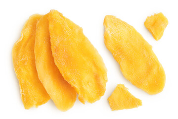 dried mango isolated on white background. Top view. Flat lay