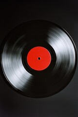Black Vinyl Record Red Disc