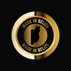 Map of Belize. Vector illustration. Logo, Icon, and Symbol. Belize map gold seal. 