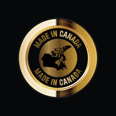 Fototapeta premium Map of Canada. Vector illustration. Logo, Icon, and Symbol. Canada map gold seal. 