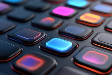 Obraz premium Mobile application buttons showcasing vibrant colors and modern design features