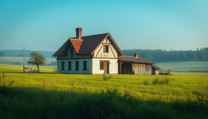 Obraz premium Home in the Rural Countryside , with white tonespng