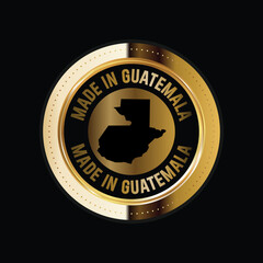 Map of Guatemala. Vector illustration. Logo, Icon, and Symbol. Guatemala map gold seal. 