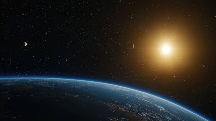 View of the earth from space with vibrant blue oceans and white cloud patterns