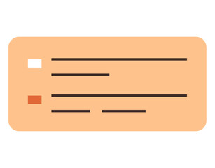 Horizontal orange rectangular interface panel with text lines, checkboxes, and simple design elements. Ideal for web design, UI development, task management, efficiency, simplicity, organization