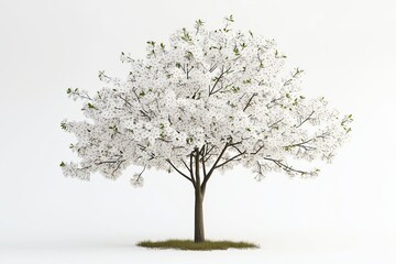 Obraz premium A delicate cherry blossom tree against a plain white background