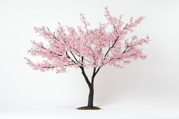 Fototapeta premium A delicate cherry blossom tree against a plain white background