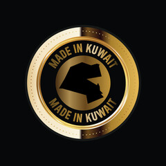 Map of Kuwait. Vector illustration. Logo, Icon, and Symbol. Kuwait map gold seal. 