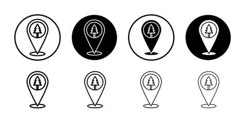 Park, forest location map icon linear logo isolated