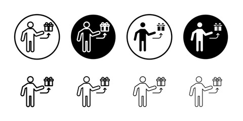 Person offer gift icon linear logo isolated