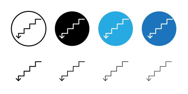red Down arrow icon linear logo isolated