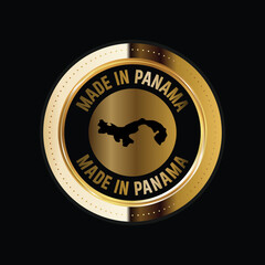 Map of Panama. Vector illustration. Logo, Icon, and Symbol. Panama map gold seal. 