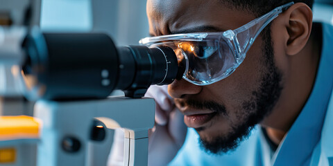 Scientist Using a Compound Microscope