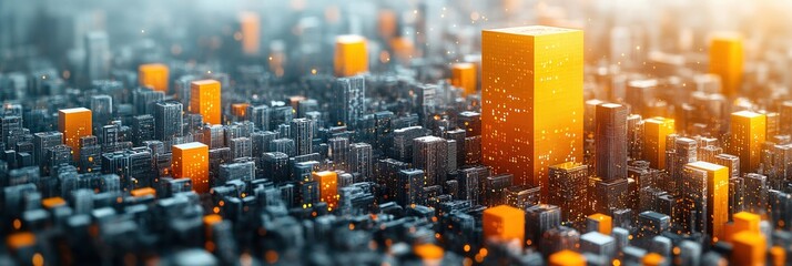 Obraz premium Graphic layout showcasing advertising leaflets with urban city elements and vibrant colors