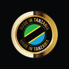 Map of Tanzania. Vector illustration. Logo, Icon, and Symbol. Tanzania map gold seal. 
