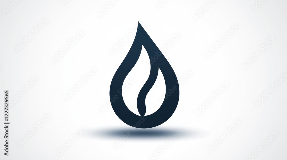Poster flame icon representing heat, energy, or fire in a minimalist and stylized design with a modern aest