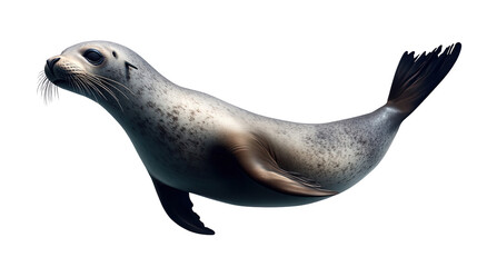 Naklejka premium A playful seal swimming gracefully in the ocean, showcasing its streamlined body and whiskered face.
