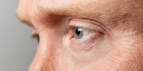 Fototapeta premium Close-up of Male Eye and Periorbital Skin Texture