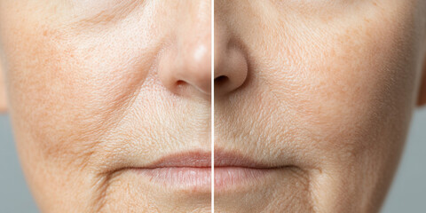 Before and After Image of Facial Skin Texture