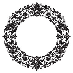 Elegant Black Floral Circle Ornament Design