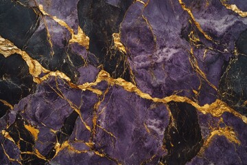 Fototapeta premium Purple and Gold Marble Close Up