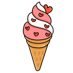 Cute cartoon ice cream . Kawaii ice cream