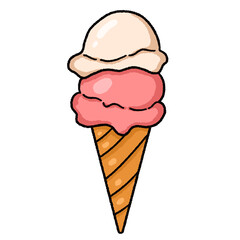 Cute cartoon ice cream . Kawaii ice cream