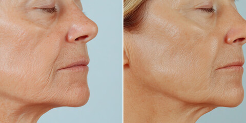 Obraz premium Facial Skin Texture and Wrinkle Reduction: Before and After