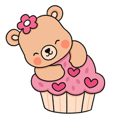 Cute Cartoon Teddy Bear. valentine