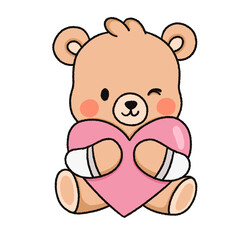 Cute Cartoon Teddy Bear. valentine