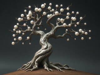 Fototapeta premium Ancient tree grows from Pearl Drops, twisted with mystic beauty