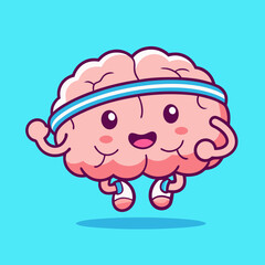Naklejka premium Fun and Lively Cartoon Brain Mascot, Smart and Playful Character with a Big Smile, Cute and Friendly Intelligence Icon for Education, Learning, and Creativity Branding