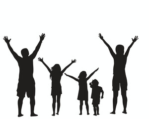 Fototapeta premium Father, mother and soon traveling silhouette vector