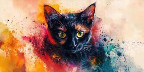 Black Cat with Yellow Eyes