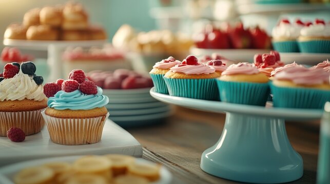 At the wedding reception, a festive dessert buffet provides an assortment of delectable sweets for guests to indulge in