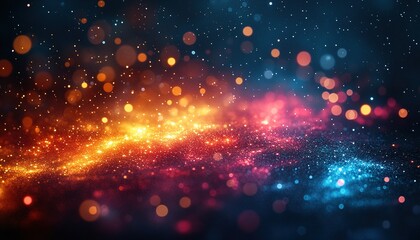 Fototapeta premium Colorful bokeh lights sparkling over a dark, abstract background