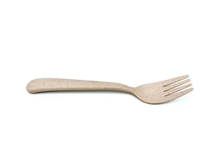 melamine fork isolated on white background with high angle view, kitchen set equipment 