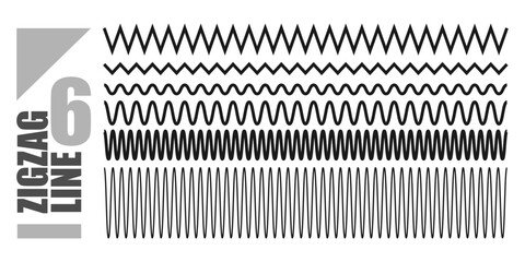 Six Zig Zag Line Vector Design, Line art, zig-zag