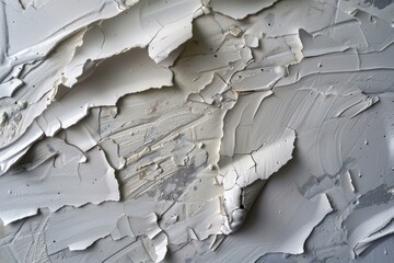 Obraz premium Cracked white paint is peeling from a concrete wall, creating an abstract texture