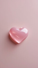 Fototapeta premium Exquisite Pink Smooth Heart Shaped Glass on a Light Pink Surface wallpaper aesthetic for romantic post inspiration