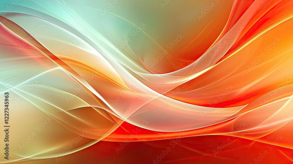 Poster a close-up of a digital screen showing soft, flowing light patterns, with a solid background and emp