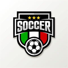 football logo badge with a soccer ball illustration and Italy flag color. sport team logo vector template.
