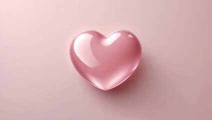 Fototapeta premium Gorgeous Pink Heart Shaped Glass on a Delicate Pink Background Shimmering wallpaper aesthetic for romantic post inspiration