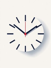 Modern wall clock displaying time in a minimalist design with clear numerals and a vibrant second hand. Generative AI
