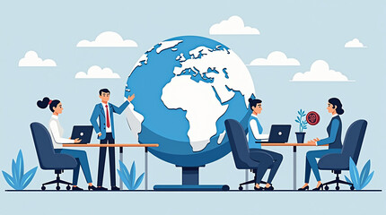 Fototapeta premium Global Business Strategy Vector Illustration