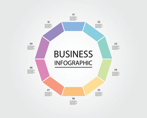 Business Infographic hexagon modern design template for banners and infographics for 10 line step 