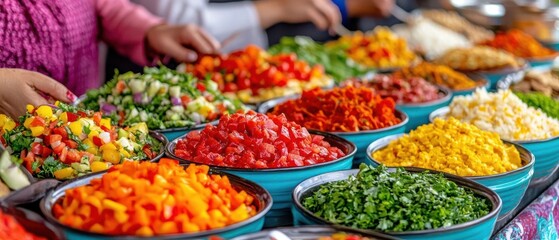 Obraz premium An inclusive gathering showcasing traditional foods from various cultures